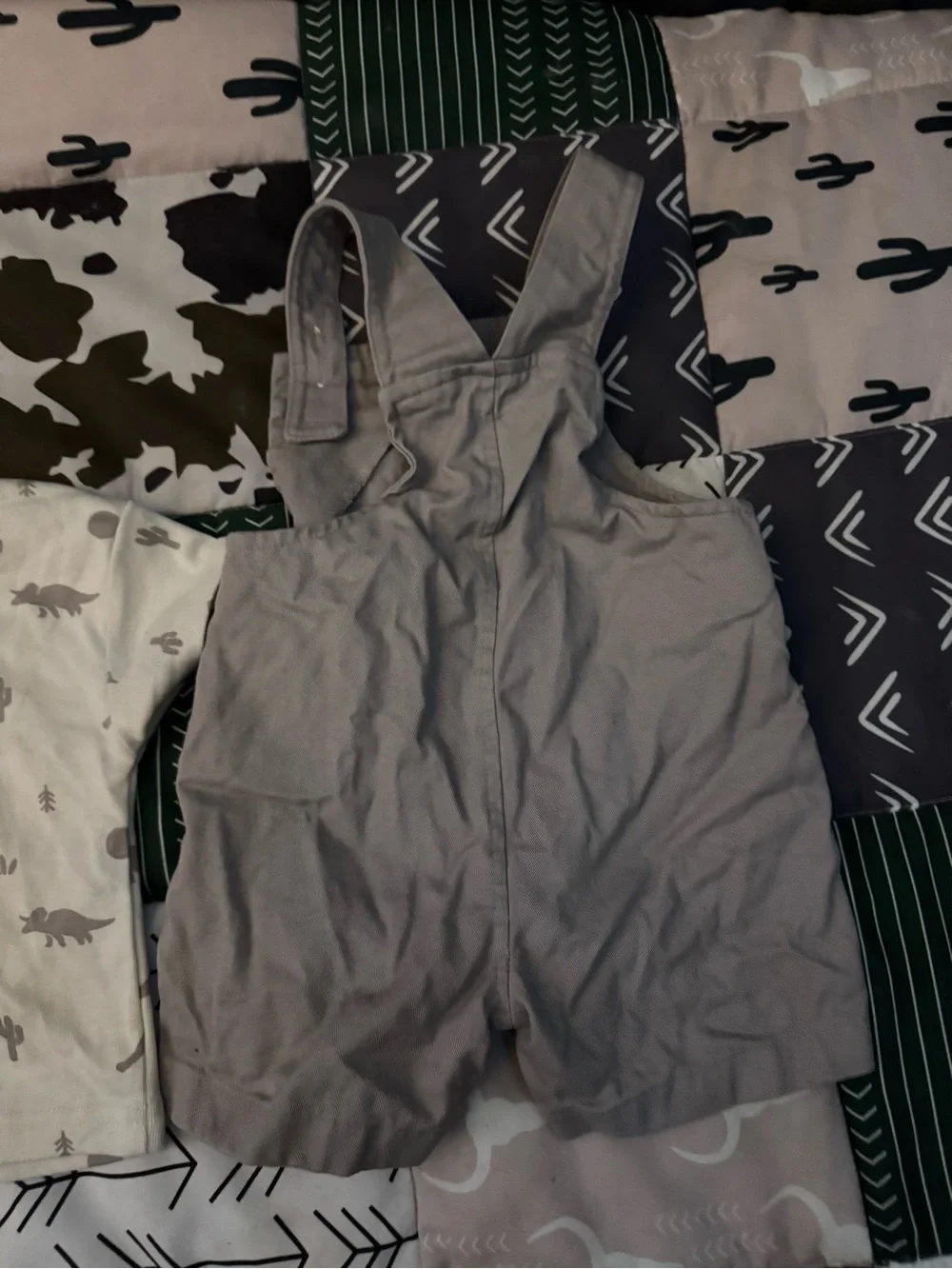 Carter's Cream Tee with Gray Dinosaur Print